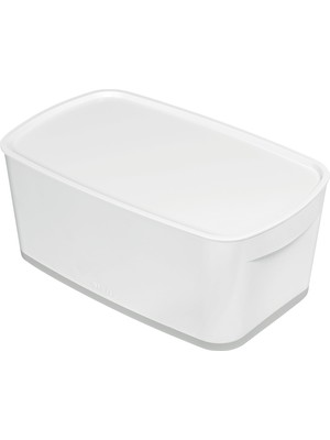 A5 Mybox Kapaklı Küçük Saklama Kutusu, 5 L, Parlak Görünüm, Plastik, Beyaz/gri, 52191001