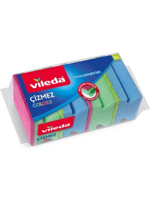 1001 169750 Colors Çizmez Sünger 4'lü Oluklu, Yeşil-Mavi-Pembe