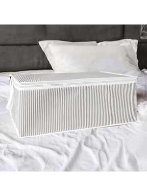 1001 Baza Altı Düzenleyici Kumaş Hurç Büyük Boy Organizer (65 x 45 x 22) (5 Adet Gri Büyük Boy)