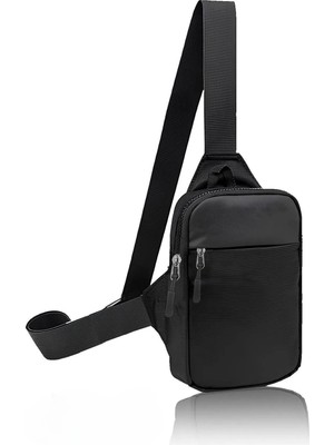 1001 Unisex Siyah Suya Dayanıklı Çapraz Askılı Bel Omuz Çanta Göğüs Bodybag, Impertex Kumaş, Ç