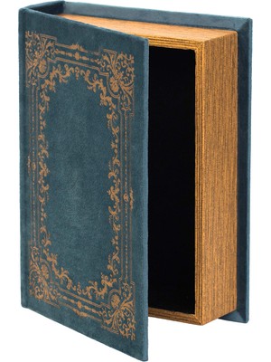 1001 Vintiquewise QI003691.B Kitap Şeklinde Dekoratif Saklama Kutusu, Mavi
