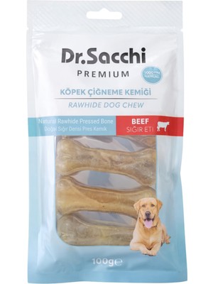 1001 Dr.sacchi Premium Sığır Etli Doğal Sığır Derisi Press Kemik Tahılsız Köpek Ödülü 3" 20-