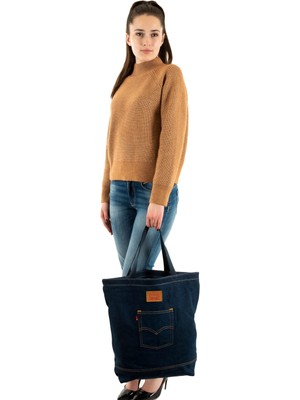 1001 Back Pocket Tote Çanta, Unisex Yetişkin Çanta, Navy Blue (0002), Standart