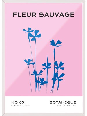 1001 Beyaz Çerçeveli Tablo Fleur Sauvage Pembe Fransız Stil Sanat Salon Dekoru Poster 100739, 30 x 40