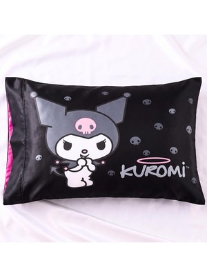 1001 Koleksiyon Hello Kitty & Friends My Melody & Kuromi Beauty Ipeksi Saten Standart Yastık Kılıfı