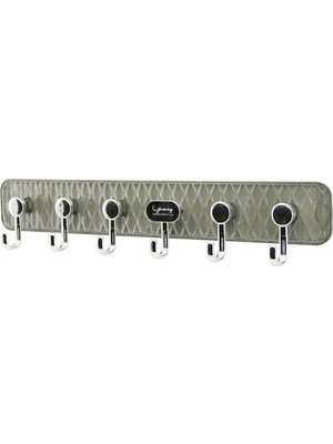 1001 Delux Askı Mika Kristal Plastik Tabanlı 6 Kollu= Tak Çıkar Yapışkanlı Montaj 6X42CM (5122)