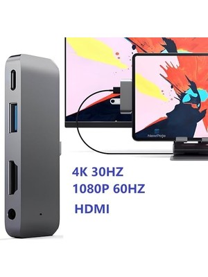 TeknoKapsül Type C Hub (4 Port), 85W Pd Type-C Port 4K 30HZ Veya 1080P 60HZ Hdmı, 1 Adet USB 3.0 Port Şarj ve Veri Transfer, 3.5mm Jak Kulaklık Ses Grişi, MacBook Pro/air/ipad/iphone Vb. Uyumlu