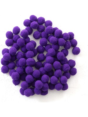 1001 Peluş Ponpon, 1.5 cm 50 Adet Mor