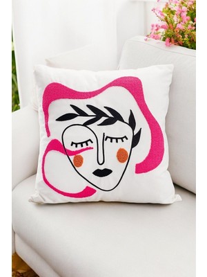 1001 Asdiva Bohem 45X45 Özel Tasarım Punch Panç Süzene Desen Dekoratif Kırlent Kılıfı Modern Beya