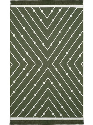 1001 Lovely Yeşil Kilim Halı Çift Taraflı Makinede Yıkanabilir Banyo Mutfak Balkon Kilimi