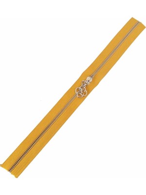 1001 Aksesuar Başlıklı Fermuar 30 cm Gümüş Metal Hardal Sarı