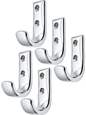 1001 Metal Duvar Askısı, J Tipi, 5X3X1.8 Cm, Montaj Vidaları Dahil, 5 Adet, Renk Seçenekleri (Krom)