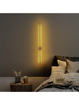 1001 Modern Uzun Çubuk LED Aplik, Parlak Gold Duvar Lambası, 13W 3000K Sarı Işık, IP65 Dış Mekan V