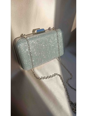 Hegef Bag Kadın Lazer Kumaş Çıkarılabilir Tutma Saplı ve Ekstra Zincirli Şık Portföy Abiye Çanta