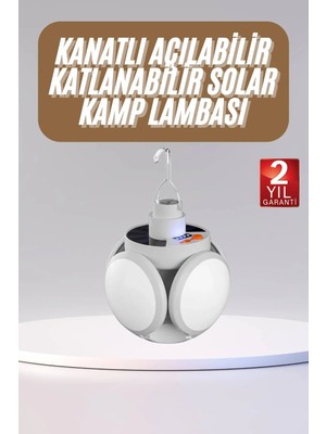 Astraltech Katlanabilir Askılı Kamp Lambası 5 Kanatlı Pratik Güneş Enerjili