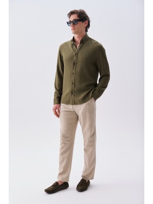 Mudo Erkek Bej Rengi Tekstürlü Straight Fit Chino Pantolon