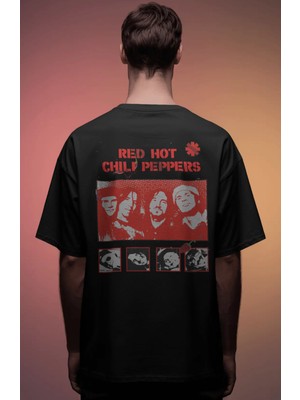 Sevbano Red Hot Chili Peppers Rock Metal Müzik Grubu Baskılı Unisex Oversize Premium Tişört
