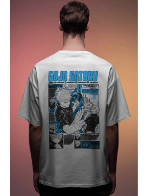 Sevbano Gojo Satoru Jujutsu Kaisen Anime Baskılı Unisex Oversize Premium Tişört