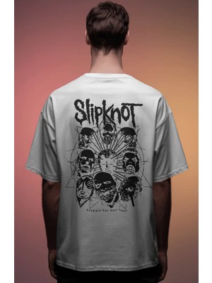 Sevbano Slipknot Rock Metal Müzik Grubu Baskılı Unisex Oversize Premium Tişört