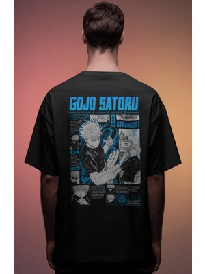 Sevbano Gojo Satoru Jujutsu Kaisen Anime Baskılı Unisex Oversize Premium Tişört