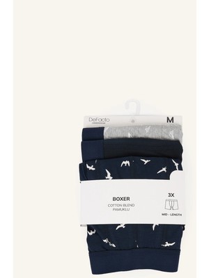 DeFacto Regular Fit Kuş Desenli Beli Lastikli 3'lü Boxer I1782AX26AU