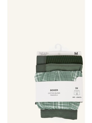 DeFacto Regular Fit Desenli Beli Lastikli 3'lü Boxer I3055AX26AU