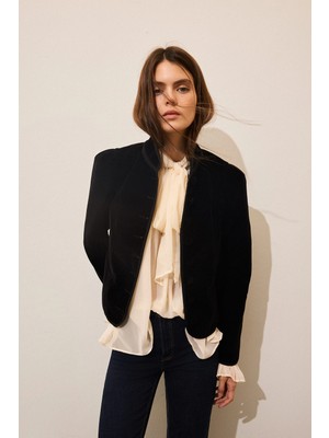 DeFacto Çoklu Düğmeli Fitted Dik Yaka Kadife Blazer Ceket I5188AX26WN