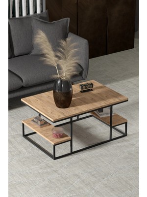 Belirtilmemiş Deluxe Raflı Orta Sehpa Çam 90X60