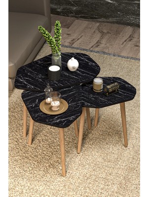 Belirtilmemiş Trio Zigon Sehpa Siyah 3 Lü