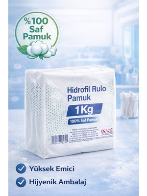 Belirtilmemiş Hidrofil Rulo Pamuk 1 kg Saf Pamuk Yüksek Emici Medikal ve Kozmetik Kullanım 1 Adet