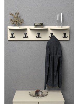 Belirtilmemiş Üst Raflı Duvar Askılığı Bej 80 cm