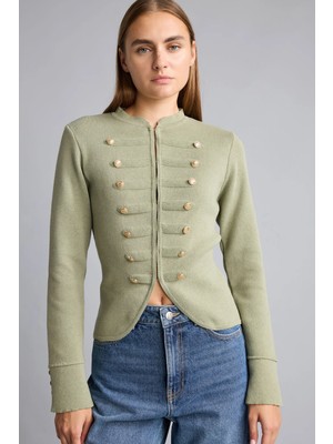 DeFacto Fitted Bisiklet Yaka Fermuarlı Crop Napolyon Hırka I4121AX26AU