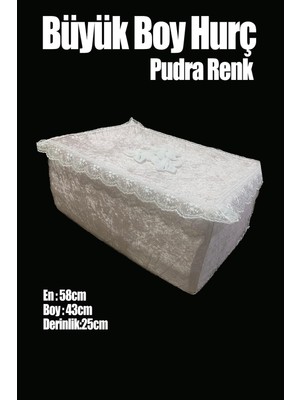 Belirtilmemiş Çeyizlik Büyük Tek Hurç Çiçekli, Kadife Tek Hurç Çeyizlik Dantelli Hurç, Pudra Büyük Boy Hurç