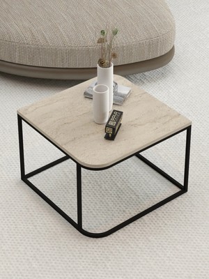Belirtilmemiş Damla Kare Orta Sehpa Bej 65 cm