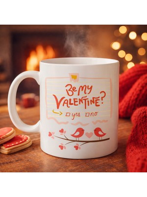 Belirtilmemiş Be My Valentine Porselen Kupa Model 7 - Sevgililer Günü Hediyesi-Aşk Temalı Sevimli Kupa