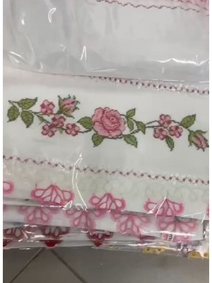 Belirtilmemiş Pamuklu Kanaviçe Havlu, Çift Taraflı Çeyizlik, Hediyelik Havlu, Kanaviçe Desenli Havlu 1 Adet