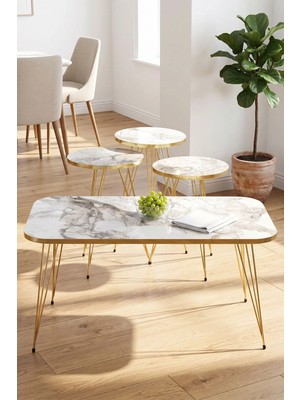 Belirtilmemiş Zigon Sehpa ve Orta Sehpa Kr Set Gold Efes Tel