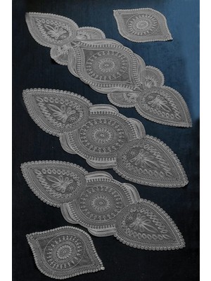 Belirtilmemiş 5 Parça Salon Takımı Fransız Dantelli Salon Takımı Gri