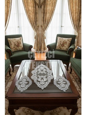 Belirtilmemiş Fransız Dantel Yatak Odası Takımı 3 Parça - Gri