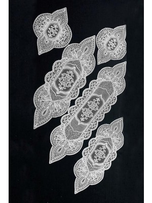 Belirtilmemiş 5 Parça Salon Takımı Fransız Dantelli Salon Takımı Krem Beyaz