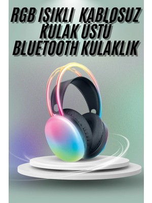 Astraltech Kulak Üstü Kablosuz Bluetooth Kulaklık Unısex Renkli Işıklı Kulaklık