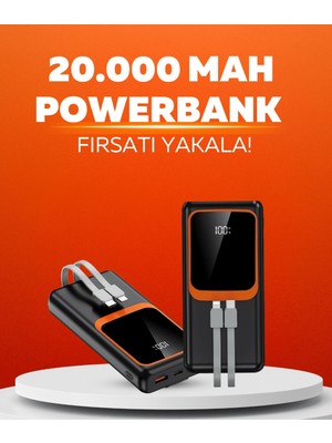 Astraltech 20.000 Mah Powerbank – 22.5W Hızlı Şarj, Çok Kablolu, Dijital Göstergeli