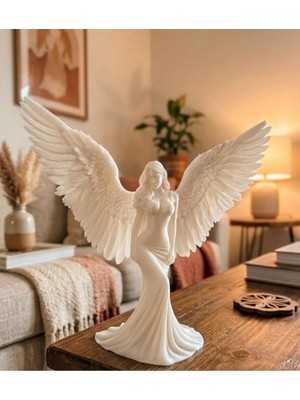 Filkorium3D Melek Figürü - Masaüstü Melek Biblo - Plastik - Hediyelik Dekoratif Melek Figür - 3D Baskı