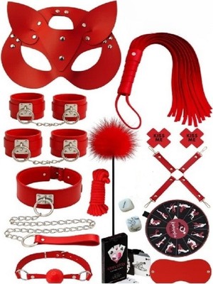 Candy Women Fantazi Set  Detaylı Kelepçe ve Tasmalı 14 Parça