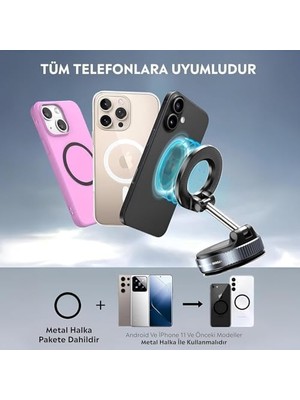 TeknoKapsül X68 Mıknatıslı Vakumlu Araç Içi Telefon Tutucu Manyetik 360° Dönen Taşınabilir Çok Amaçlı Araba Tutacağı