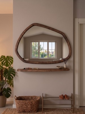 Effe Yapı Dekor Dekoratif Asimetrik Model 110X80 cm Aynalı Dresuar - Raf