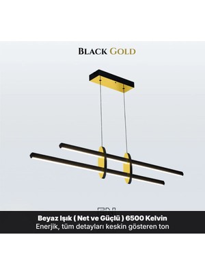 Enzo Light Halo Salon & Oturma Odası Çift Yönlü Lineer Sarkıt Avize Gold Kumandalı Dimmerli