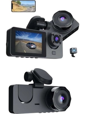 Astraltech 3 Kameralı 2 Inç 1080P Araç Içi Kamera Sürüş Kamerası Carplay