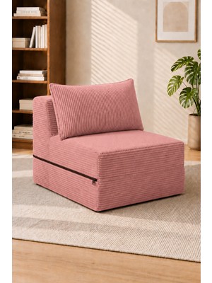 Katt Kupa 3'ü 1 Arada Sünger Koltuk, Uzanma Koltuğu ve Yatak - 150 cm Pembe