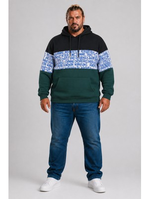 Moc Grande MocGrande Büyük Beden Kapüşonlu 3ip Sweat Transforming 25713 LACIVERT
